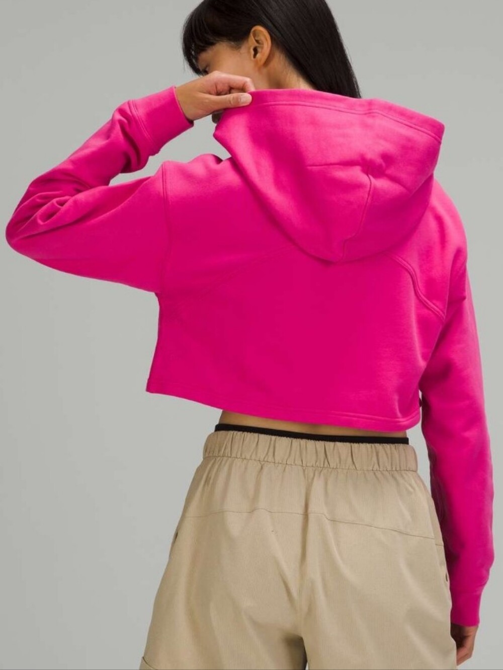 Lululemon Women's All Yours Cropped Hoodie Sonic Pink SZ 2 95% COTTON GUC